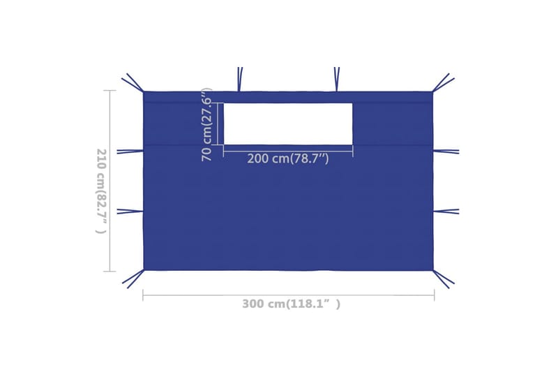 Sidevegger til paviljong med vinduer 2 stk blå - Blå - Hagemøbler - Solbeskyttelse - Paviljonger - Paviljongvegger