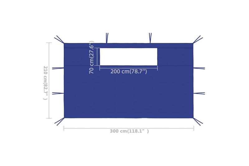 Sidevegger til paviljong med vinduer 2 stk blå - Blå - Hagemøbler - Solbeskyttelse - Paviljonger - Paviljongvegger