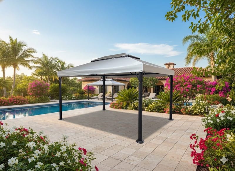 SUNSET Paviljong 3×4 m - Grå - Hagemøbler - Solbeskyttelse - Paviljonger - Komplett paviljong