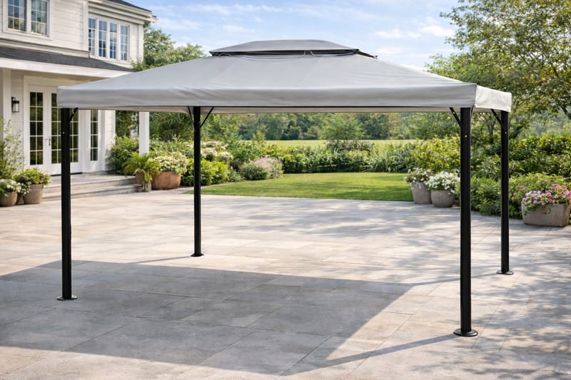 SUNSET Paviljong 3×4 m - Grå - Hagemøbler - Solbeskyttelse - Paviljonger - Komplett paviljong