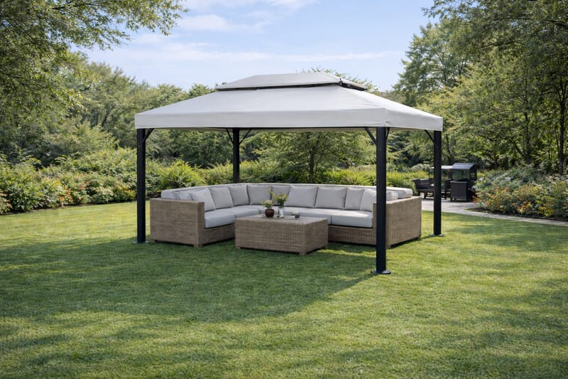 SUNSET Paviljong 3×4 m - Grå - Hagemøbler - Solbeskyttelse - Paviljonger - Komplett paviljong