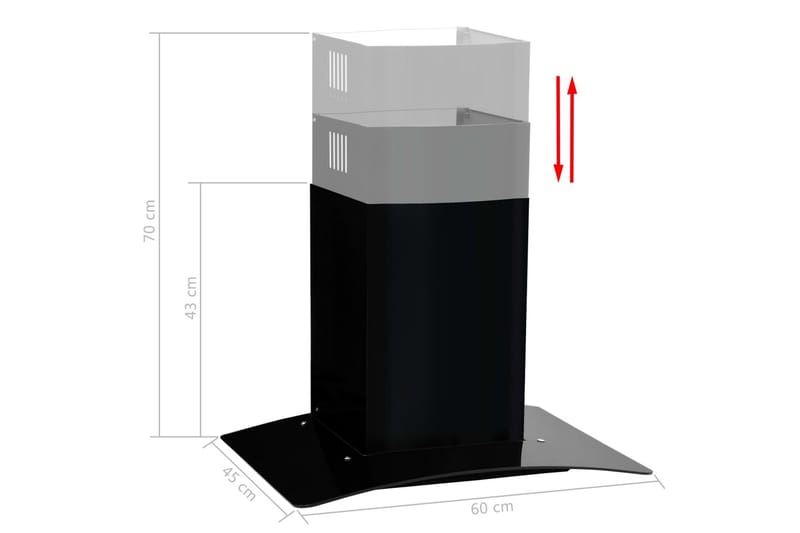 Veggmontert kjøkkenvifte rustfritt stål 756 m³/h 60cm svart - Svart - Hagemøbler - Solbeskyttelse - Paviljonger