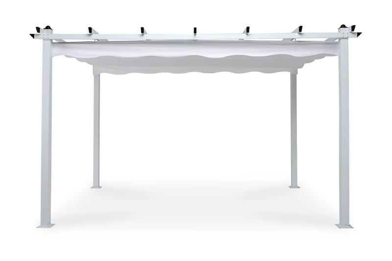 Frittstående pergola med sammenleggbart tak for terrasse og hage 4x3, Hvit / Aluminium