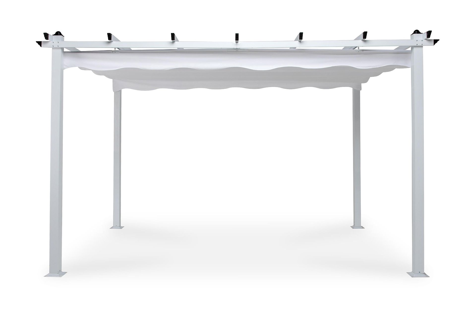 Frittstående pergola med sammenleggbart tak for terrasse og hage 4x3 - Hvit / Aluminium - Hagemøbler - Solbeskyttelse - Pergola