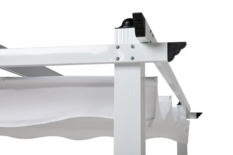 Frittstående pergola med sammenleggbart tak for terrasse og hage 4x3 - Hvit / Aluminium - Hagemøbler - Solbeskyttelse - Pergola