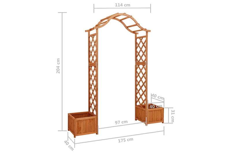 Hagepergola med blomsterkasse heltre gran - Brun - Hagemøbler - Solbeskyttelse - Pergola