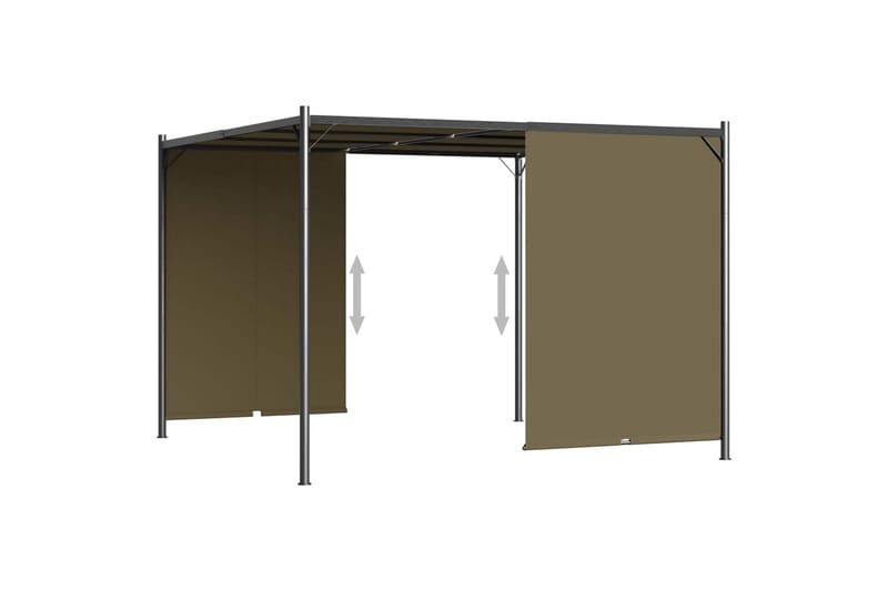 Hagepergola med uttrekkbart tak 3x3 m gråbrun 180 g/m² - Taupe - Hagemøbler - Solbeskyttelse - Pergola