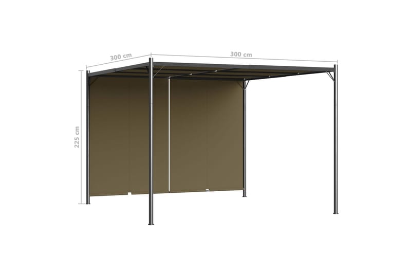 Hagepergola med uttrekkbart tak 3x3 m gråbrun 180 g/m² - Taupe - Hagemøbler - Solbeskyttelse - Pergola