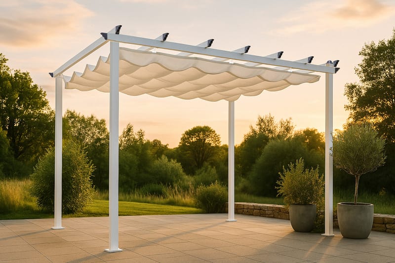 Lazio Perola - Hvit - Hagemøbler - Solbeskyttelse - Pergola