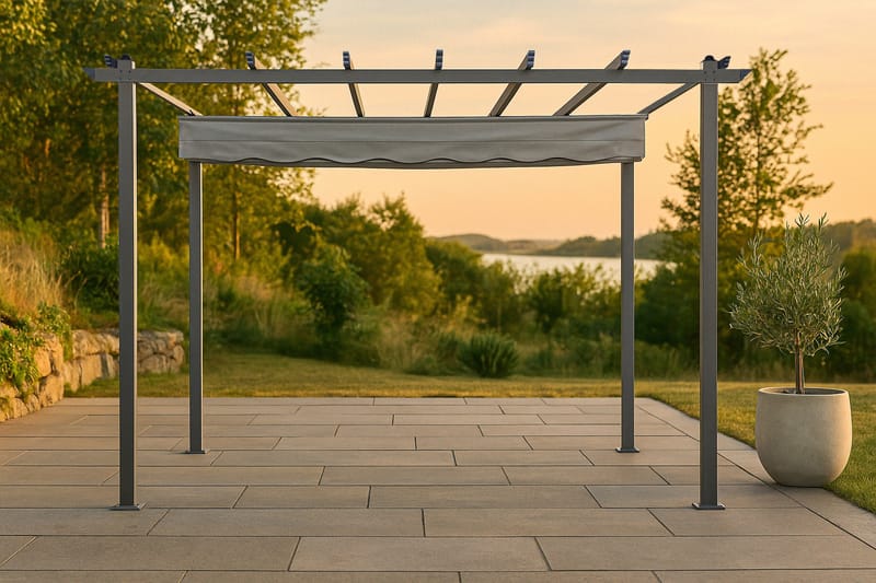 Lazio Pergola 295x395 cm - Svart/Grå - Hagemøbler - Solbeskyttelse - Pergola