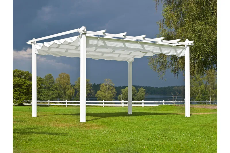 Pergola Hillerstorp Skanör 300 x 400 cm - Hvit - Hagemøbler - Solbeskyttelse - Pergola