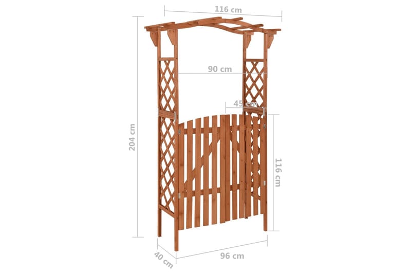 Pergola med port 116x40x204 cm heltre gran - Brun - Hagemøbler - Solbeskyttelse - Pergola