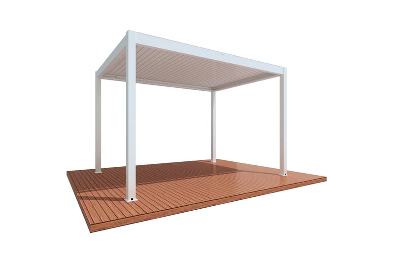Pergola Motordrevet 3x4 m - Hvit - Hagemøbler - Solbeskyttelse - Pergola