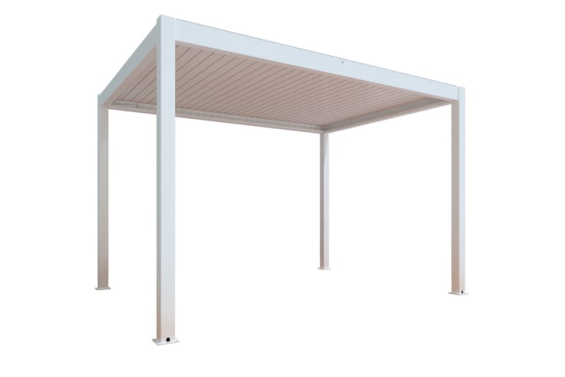 Pergola Motordrevet 3x4 m - Hvit - Hagemøbler - Solbeskyttelse - Pergola