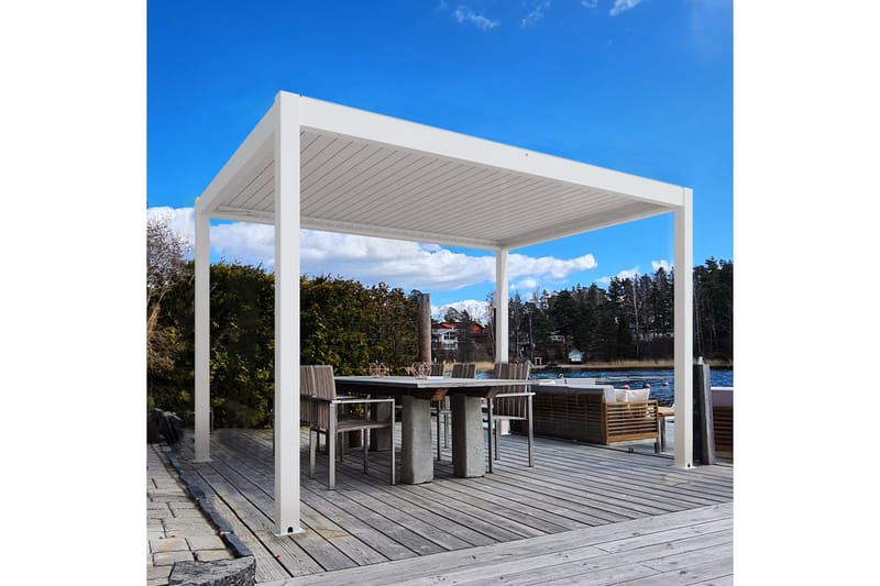 Pergola Motordrevet 3x4 m - Hvit - Hagemøbler - Solbeskyttelse - Pergola