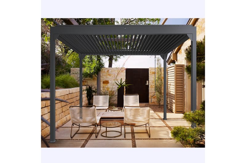 Pergola Premium Åpningsbare lameller - Grå - Hagemøbler - Solbeskyttelse - Pergola