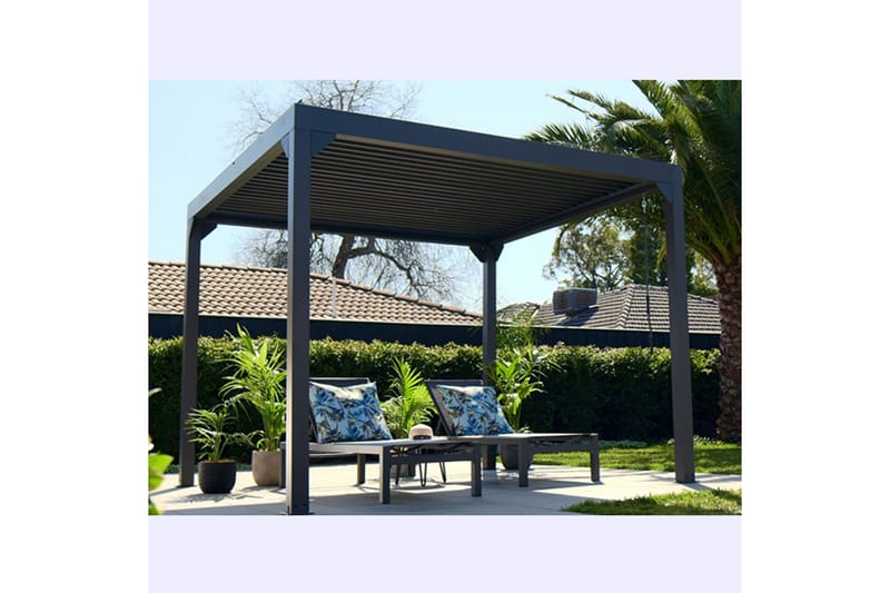 Pergola Premium Åpningsbare lameller - Grå - Hagemøbler - Solbeskyttelse - Pergola