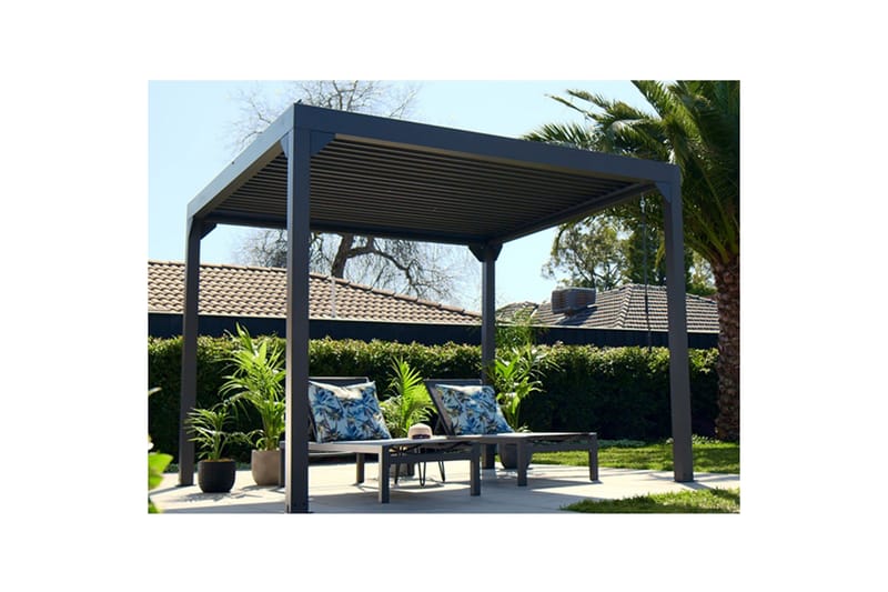 Pergola Premium Åpningsbare lameller - Grå - Hagemøbler - Solbeskyttelse - Pergola