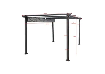 Porto stor pergola 4x3 m i aluminium med tak - Mørkegrå - Hagemøbler - Solbeskyttelse - Pergola