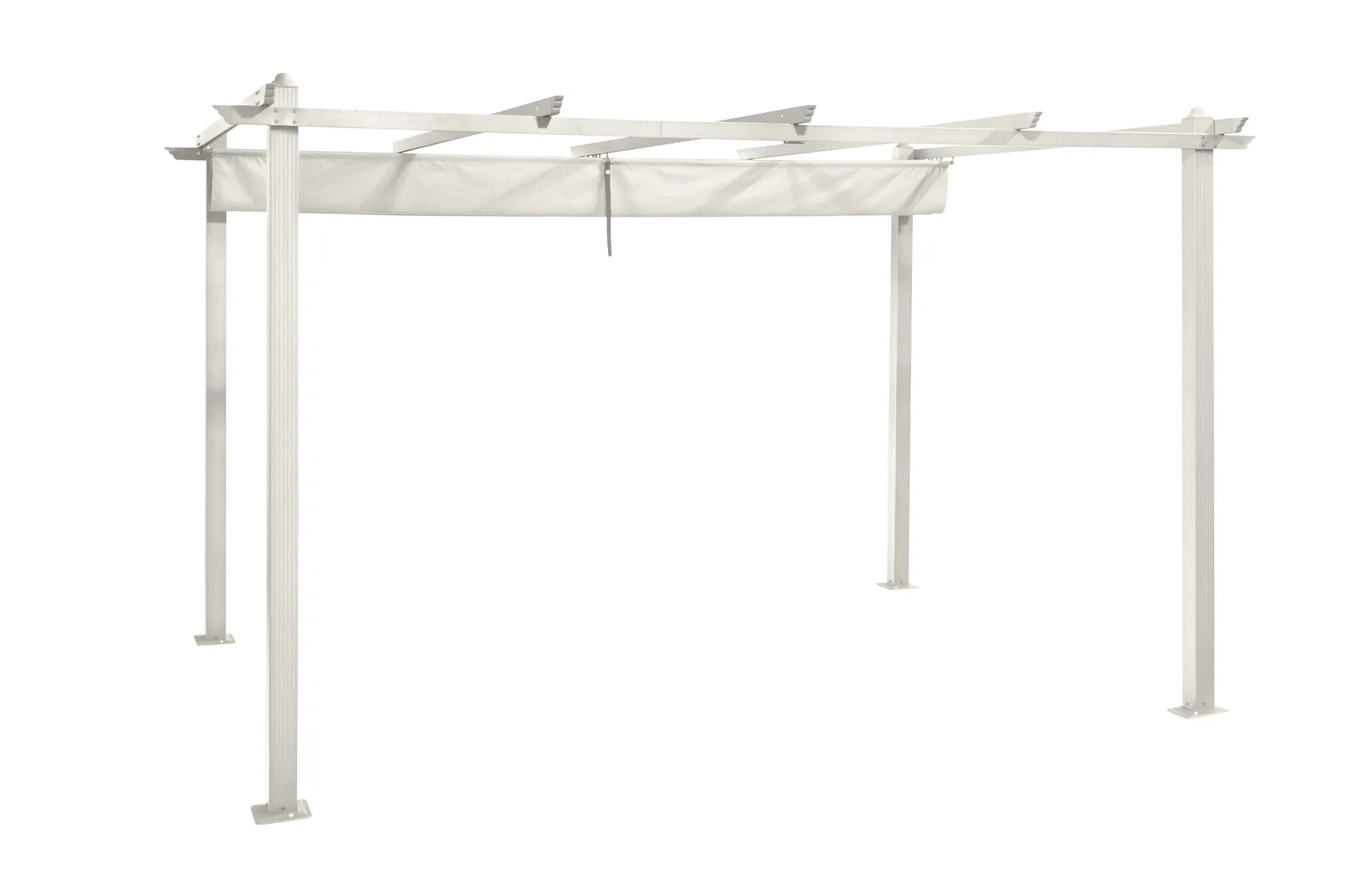 Porto stor pergola 4x3 m i aluminium med tak - Hvit