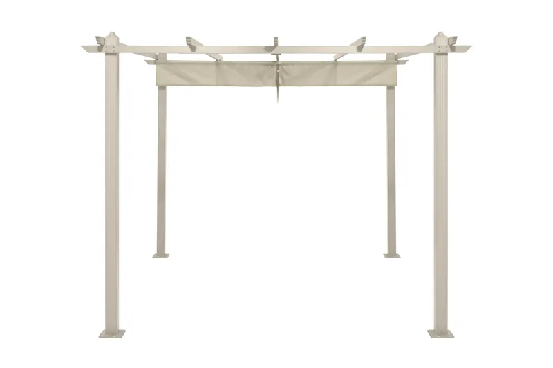 Porto stor pergola 4x3 m i aluminium med tak - Beige - Hagemøbler - Solbeskyttelse - Pergola