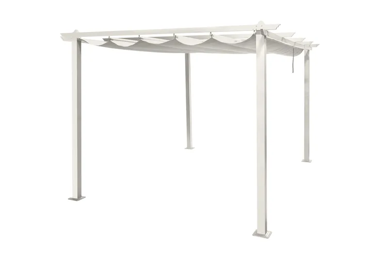 Porto stor pergola 4x3 m i aluminium med tak - Hvit - Hagemøbler - Solbeskyttelse - Pergola
