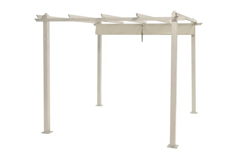 Porto stor pergola 4x3 m i aluminium med tak - Beige - Hagemøbler - Solbeskyttelse - Pergola