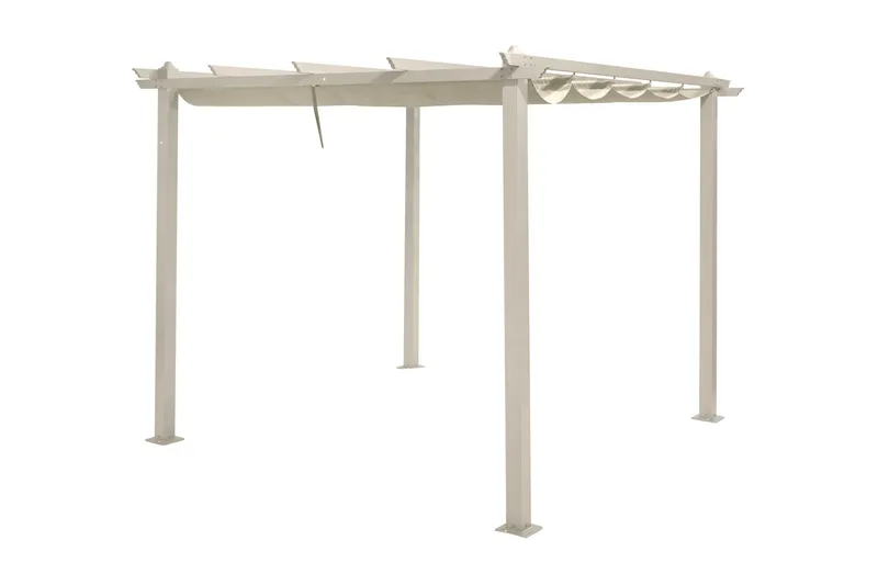 Porto stor pergola 4x3 m i aluminium med tak - Beige - Hagemøbler - Solbeskyttelse - Pergola