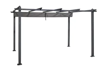 Porto stor pergola 4x3 m i aluminium med tak - Mørkegrå - Hagemøbler - Solbeskyttelse - Pergola