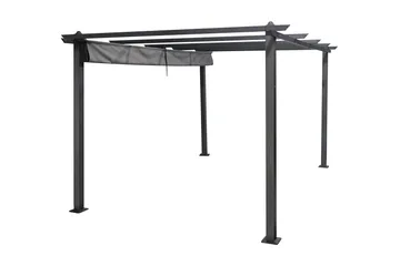 Porto stor pergola 4x3 m i aluminium med tak - Mørkegrå - Hagemøbler - Solbeskyttelse - Pergola