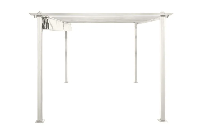 Porto stor pergola 4x3 m i aluminium med tak - Hvit - Hagemøbler - Solbeskyttelse - Pergola