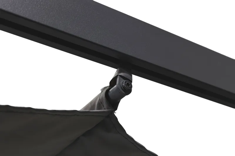 Porto stor pergola 4x3 m i aluminium med tak - Mørkgrå - Hagemøbler - Solbeskyttelse - Pergola