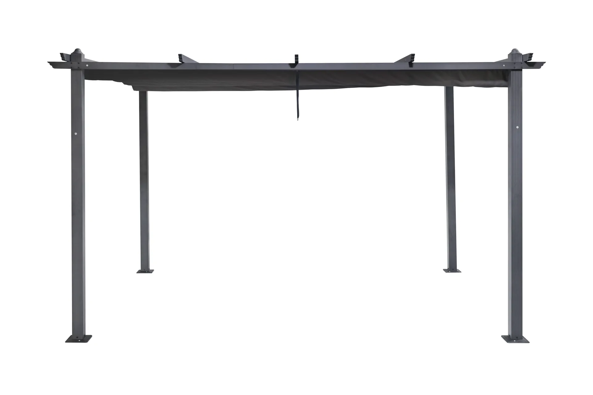 Porto stor pergola 4x3 m i aluminium med tak - Mørkegrå