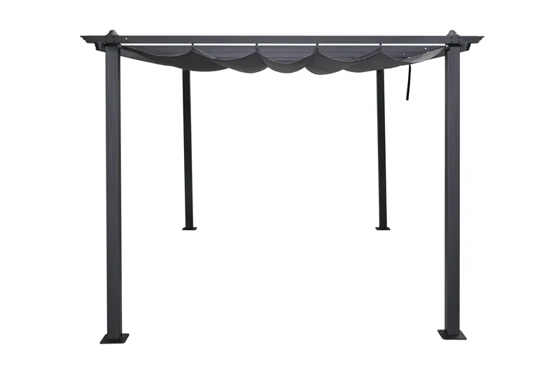 Porto stor pergola 4x3 m i aluminium med tak - Mørkgrå - Hagemøbler - Solbeskyttelse - Pergola