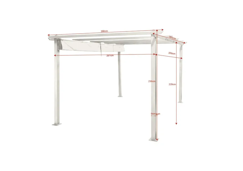 Porto stor pergola 4x3 m i aluminium med tak - Hvit - Hagemøbler - Solbeskyttelse - Pergola
