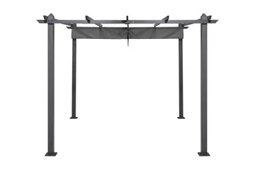 Porto pergola 3x3 m i aluminium med tak for solskjerming - Mørkegrå - Hagemøbler - Solbeskyttelse - Pergola