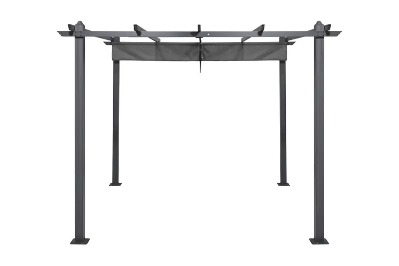 Porto pergola 3x3 m i aluminium med tak for solskjerming - Mørkgrå - Hagemøbler - Solbeskyttelse - Pergola