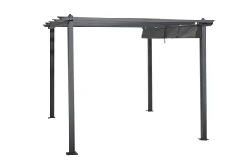 Porto pergola 3x3 m i aluminium med tak for solskjerming - Mørkegrå - Hagemøbler - Solbeskyttelse - Pergola
