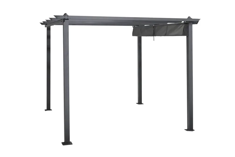 Porto pergola 3x3 m i aluminium med tak for solskjerming - Mørkgrå - Hagemøbler - Solbeskyttelse - Pergola