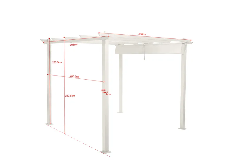 Porto pergola 3x3 m i aluminium med tak for solskjerming - Hvit - Hagemøbler - Solbeskyttelse - Pergola