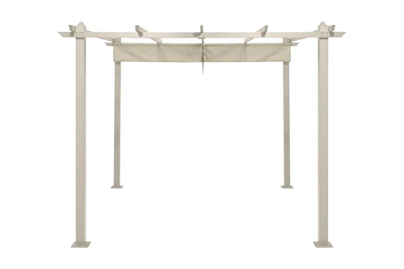 Porto pergola 3x3 m i aluminium med tak for solskjerming - Beige - Hagemøbler - Solbeskyttelse - Pergola