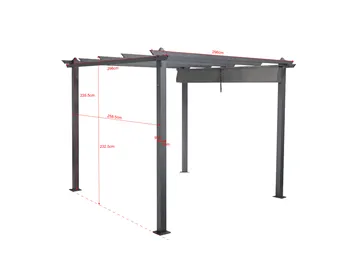 Porto pergola 3x3 m i aluminium med tak for solskjerming - Mørkegrå - Hagemøbler - Solbeskyttelse - Pergola