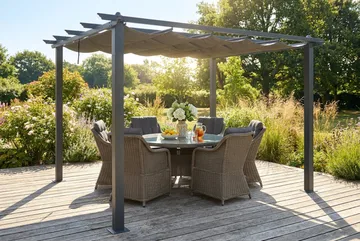 Porto pergola 3x3 m i aluminium med tak for solskjerming - Mørkegrå - Hagemøbler - Solbeskyttelse - Pergola