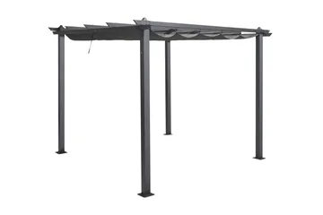Porto pergola 3x3 m i aluminium med tak for solskjerming - Mørkegrå - Hagemøbler - Solbeskyttelse - Pergola