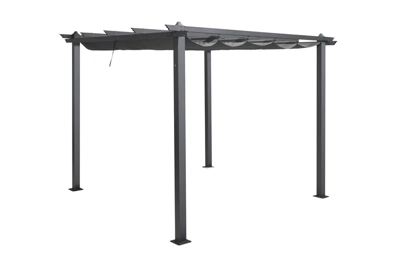 Porto pergola 3x3 m i aluminium med tak for solskjerming - Mørkgrå - Hagemøbler - Solbeskyttelse - Pergola