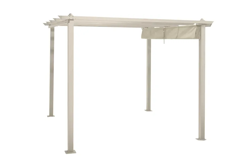 Porto pergola 3x3 m i aluminium med tak for solskjerming - Beige - Hagemøbler - Solbeskyttelse - Pergola