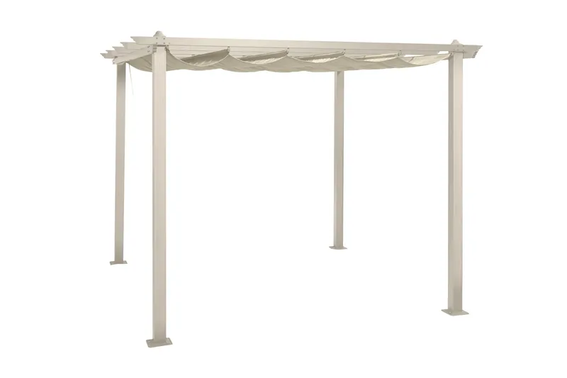 Porto pergola 3x3 m i aluminium med tak for solskjerming - Beige - Hagemøbler - Solbeskyttelse - Pergola
