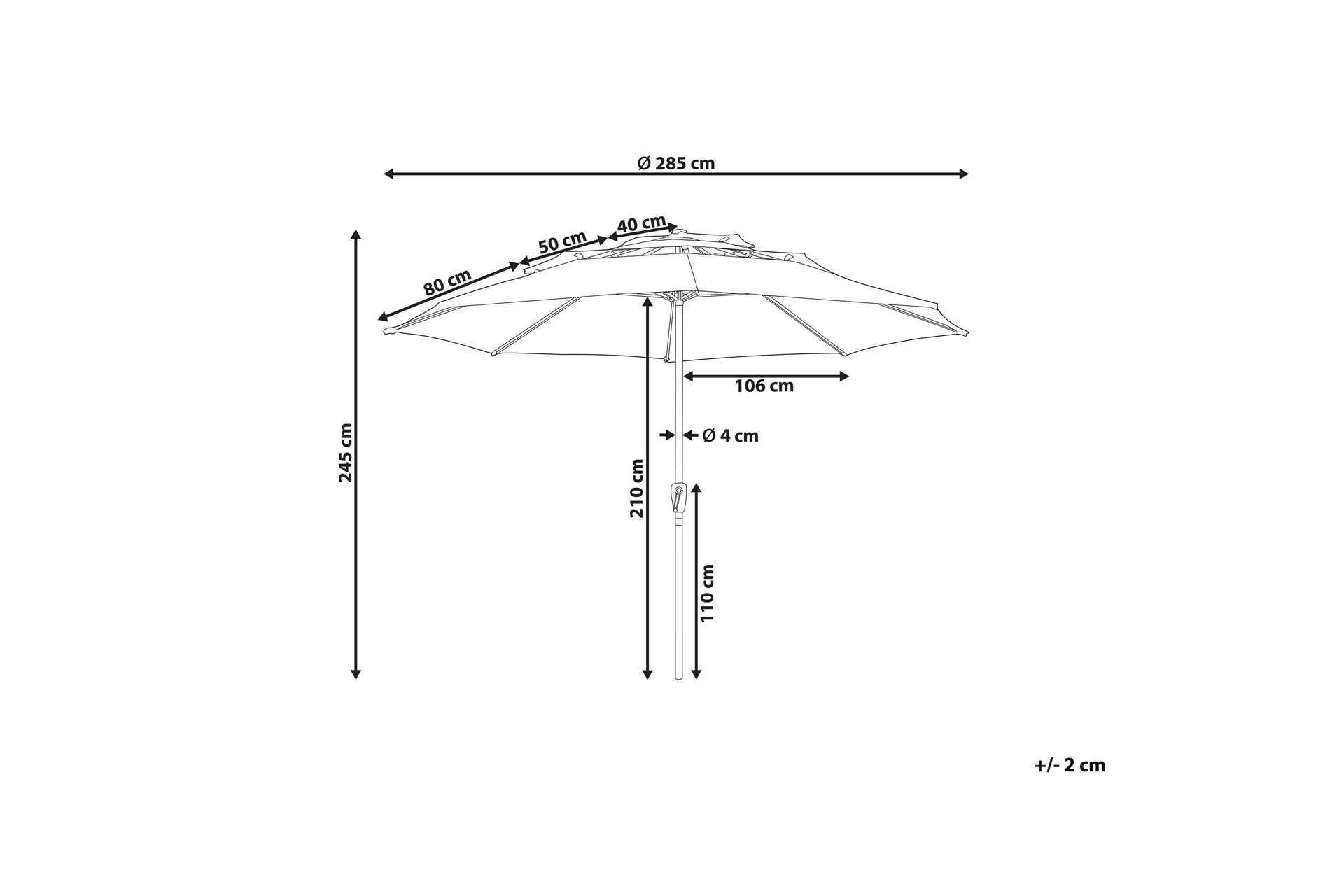 Roblin Parasol 285x285 cm - Grønn/Svart - Hagemøbler - Solbeskyttelse - Parasoller