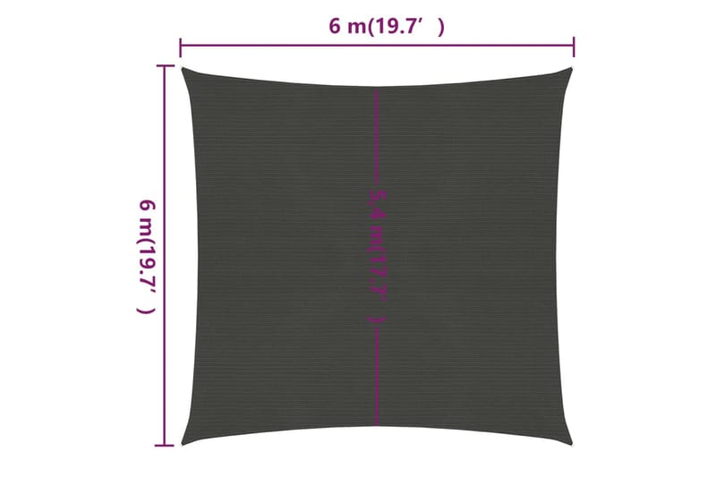 Solseil 160 g/m² antrasitt 6x6 m HDPE - Antrasittgrå - Solseil