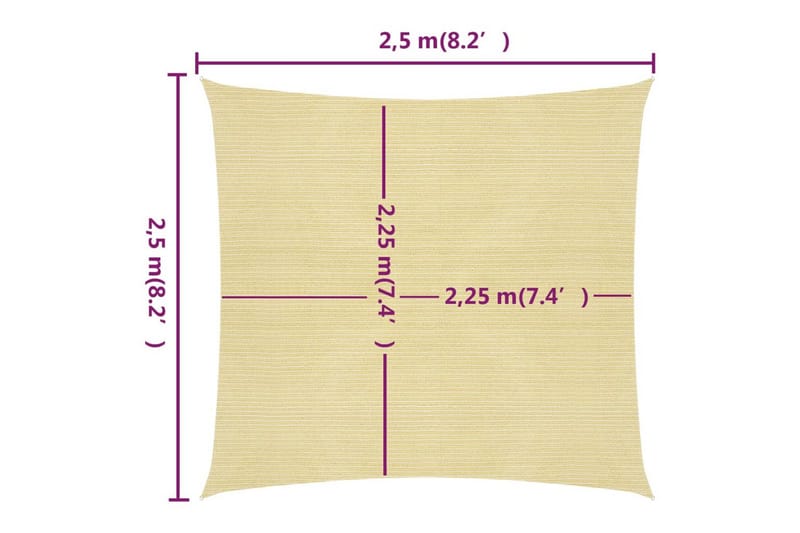 Solseil 160 g/m² beige 2,5x2,5 m HDPE - Beige - Solseil